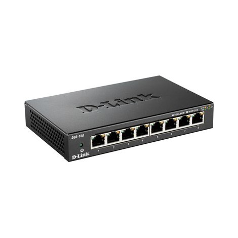 D-Link | Switch | DGS-108/E | Unmanaged | Desktop | 10/100 Mbps (RJ-45) ports quantity | 1 Gbps (RJ-45) ports quantity 8 | SFP p - 2